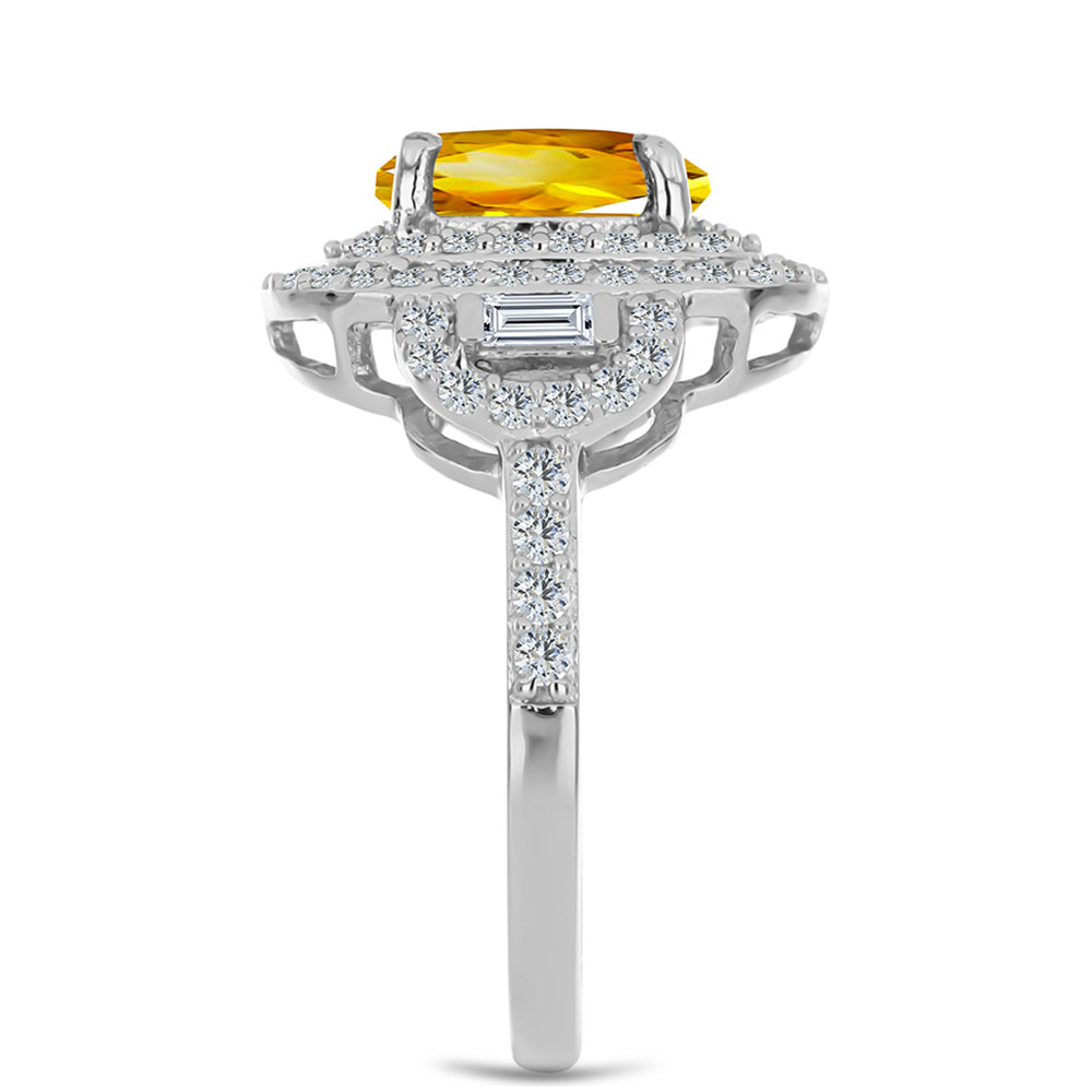 Strieborný Prsteň s Uralským Citrínom a Bielym Zirkónom 4 