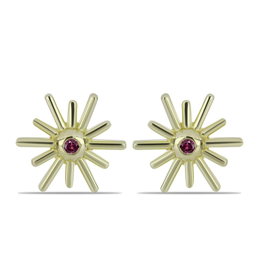 Pozlátené Strieborné Náušnice s Fialovým Diamantom