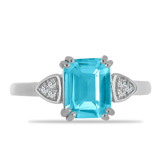 Strieborný Prsteň s Paraiba Kremeňom a Bielym Topásom