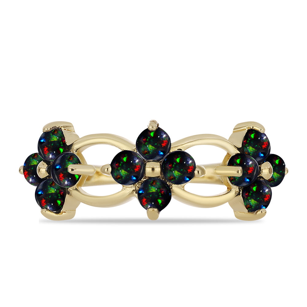 Pozlátený Strieborný Prsteň s Polnočne Čiernym Etiópskym Opálom z Lega Dembi