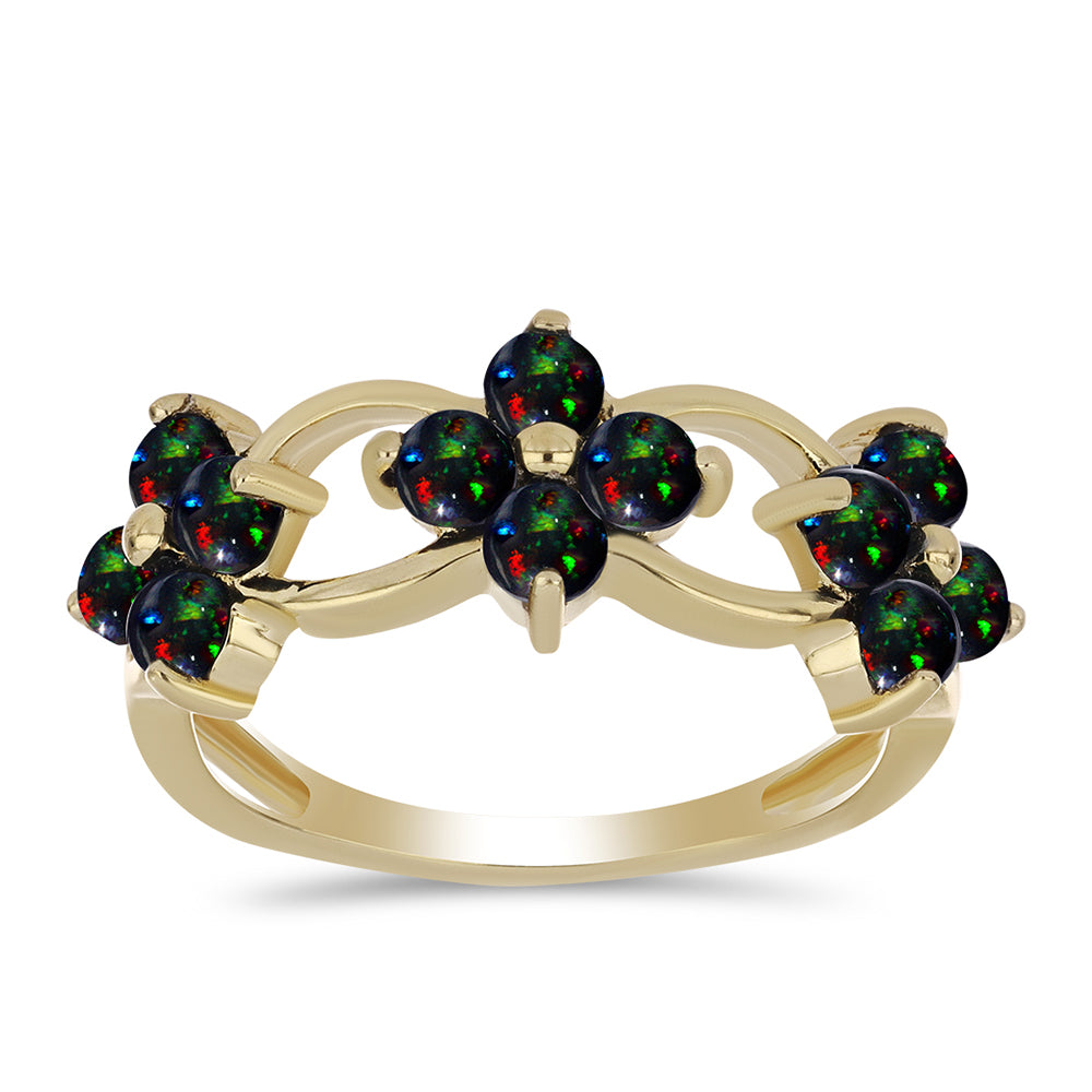 Pozlátený Strieborný Prsteň s Polnočne Čiernym Etiópskym Opálom z Lega Dembi 3 