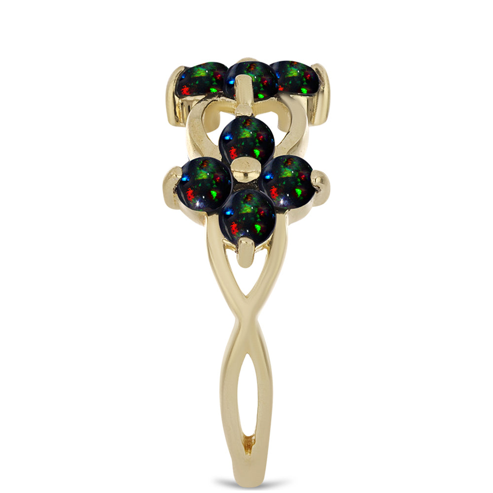 Pozlátený Strieborný Prsteň s Polnočne Čiernym Etiópskym Opálom z Lega Dembi 4 