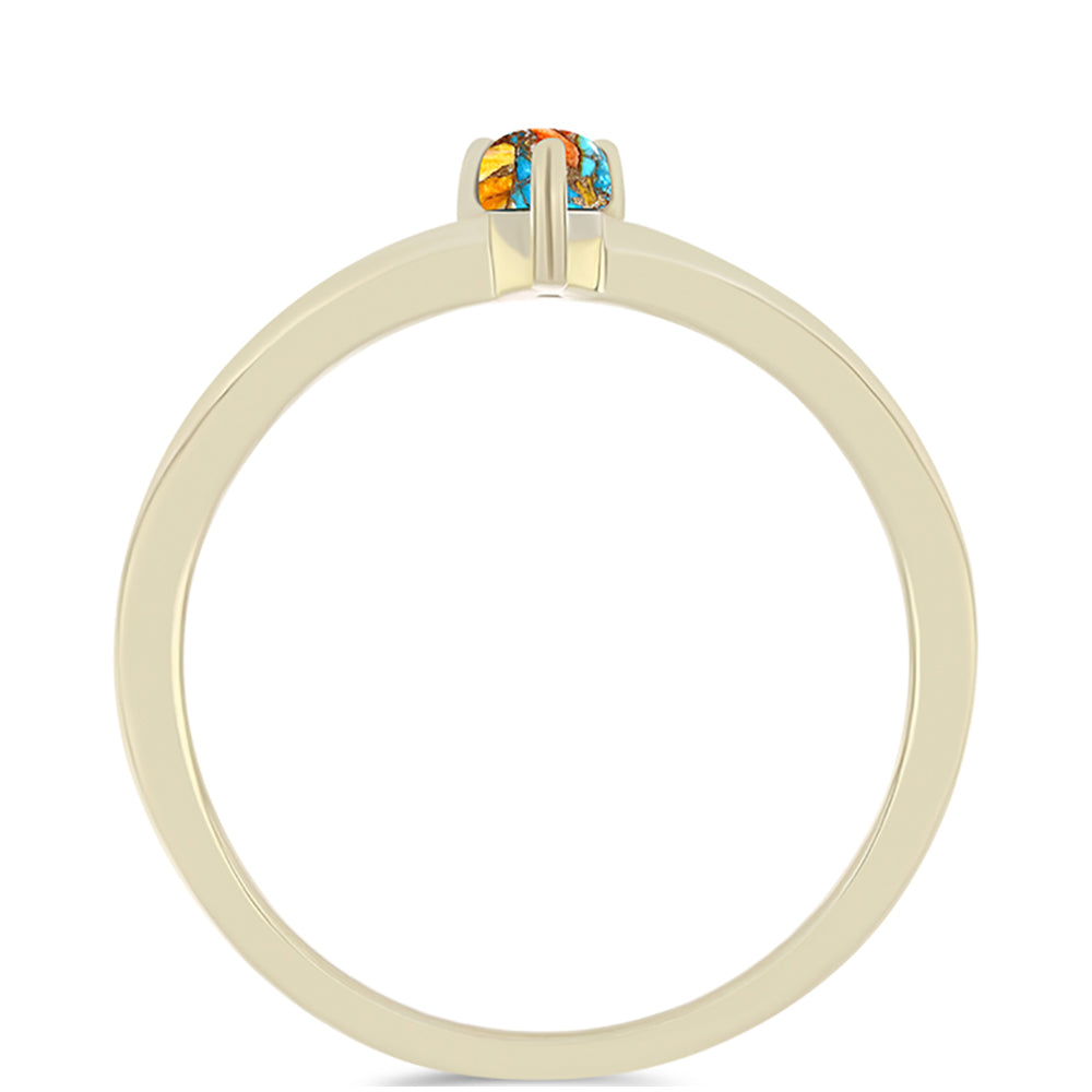 Pozlátený Strieborný Prsteň s Ustricovým Tyrkysom 2 