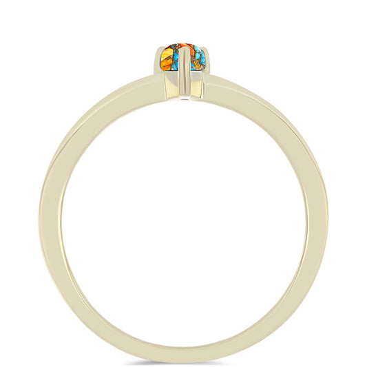 Pozlátený Strieborný Prsteň s Ustricovým Tyrkysom