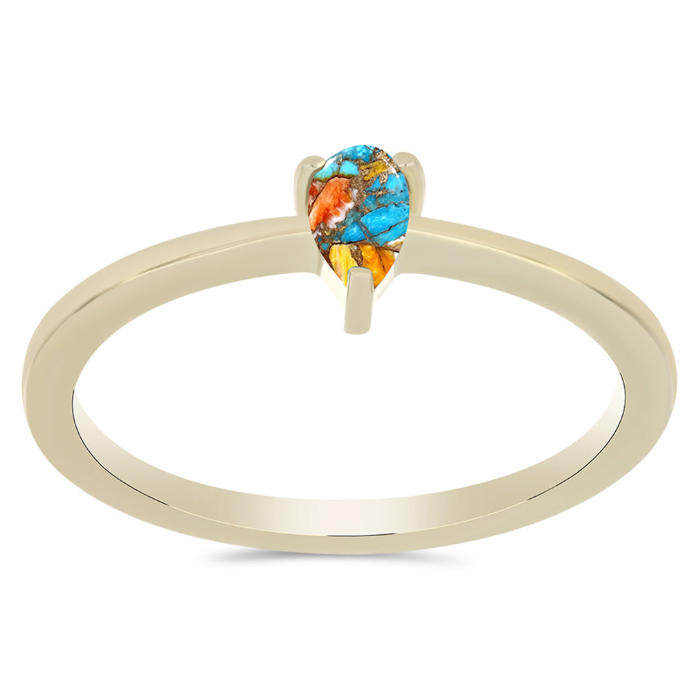 Pozlátený Strieborný Prsteň s Ustricovým Tyrkysom 3 