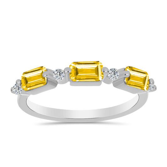 Strieborný Prsteň s Uralským Citrínom a Bielym Topásom