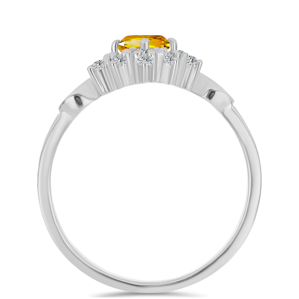 Strieborný Prsteň s Uralským Citrínom a Bielym Topásom 2 