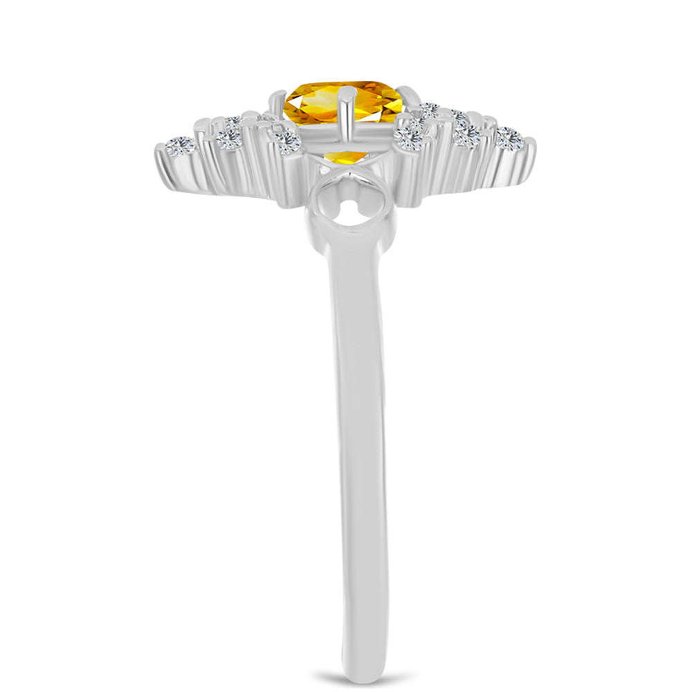 Strieborný Prsteň s Uralským Citrínom a Bielym Topásom 4 