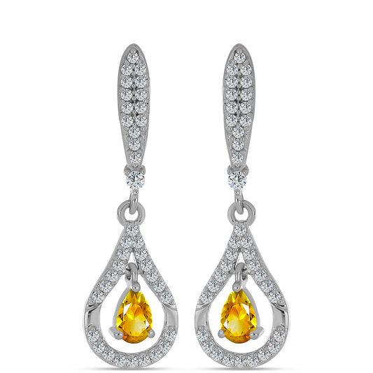 Strieborné Náušnice s Uralským Citrínom a Bielym Topásom