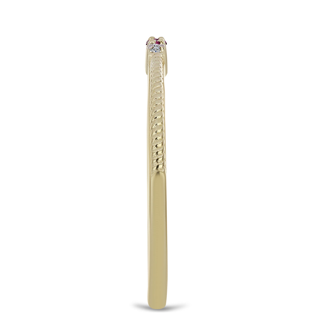 Pozlátený Strieborný Prsteň s Fialovým Diamantom a Bielym Diamantom 4 
