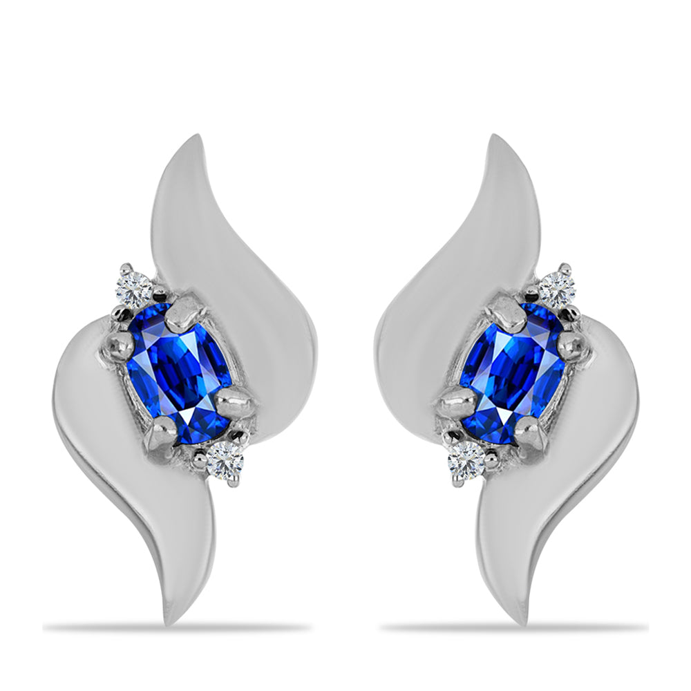 Strieborné Náušnice s Austrálskym Modrým Zafírom a Bielym Topásom 1 