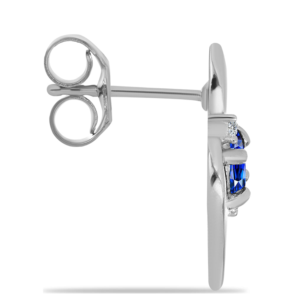 Strieborné Náušnice s Austrálskym Modrým Zafírom a Bielym Topásom 2 