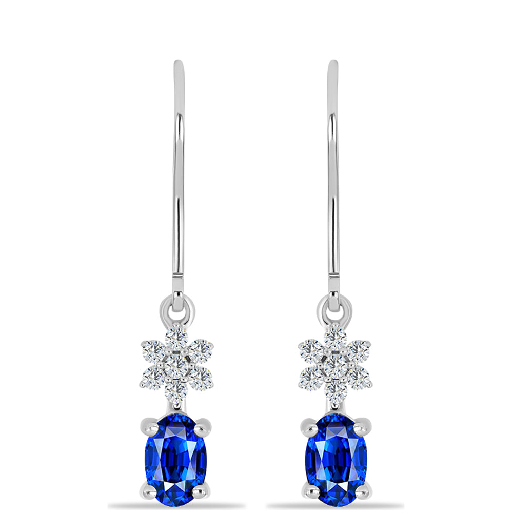 Strieborné Náušnice s Austrálskym Modrým Zafírom a Bielym Topásom 1 