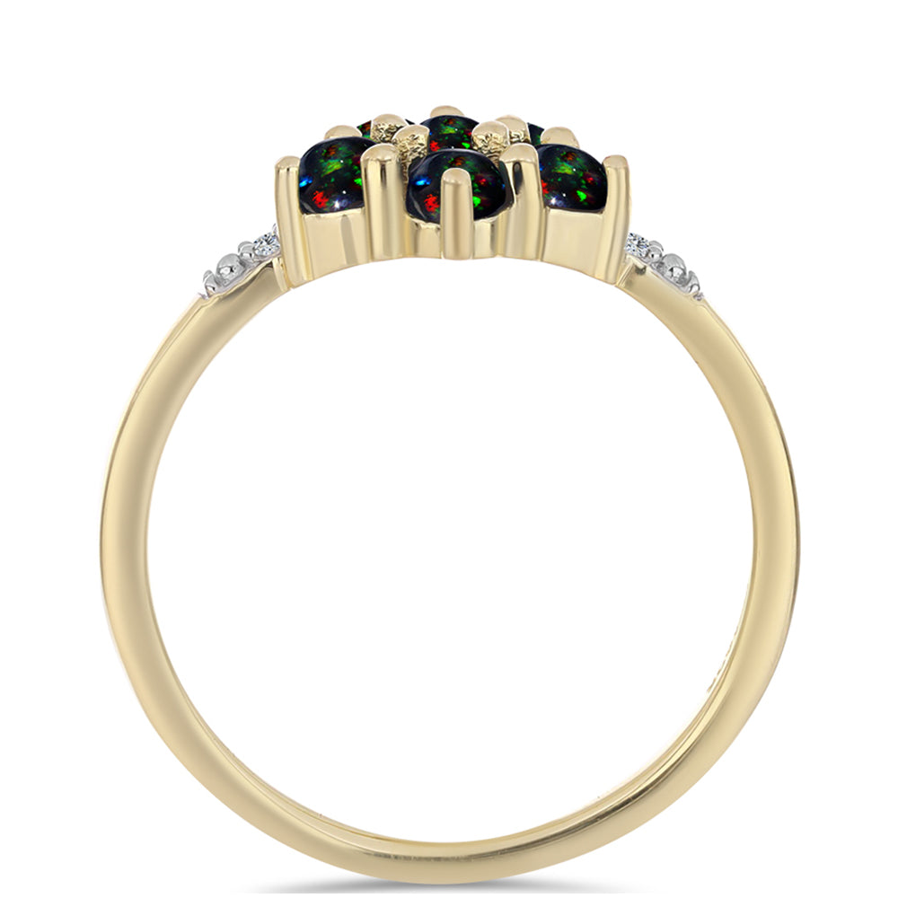 Pozlátený Strieborný Prsteň s Polnočne Čiernym Etiópskym Opálom z Lega Dembi a Bielym Topásom 2 