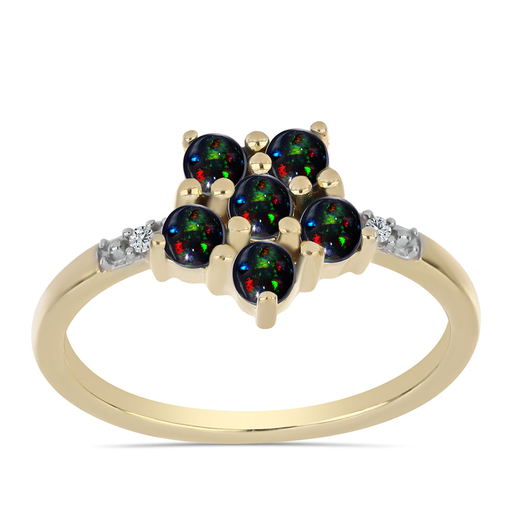 Pozlátený Strieborný Prsteň s Polnočne Čiernym Etiópskym Opálom z Lega Dembi a Bielym Topásom 3 