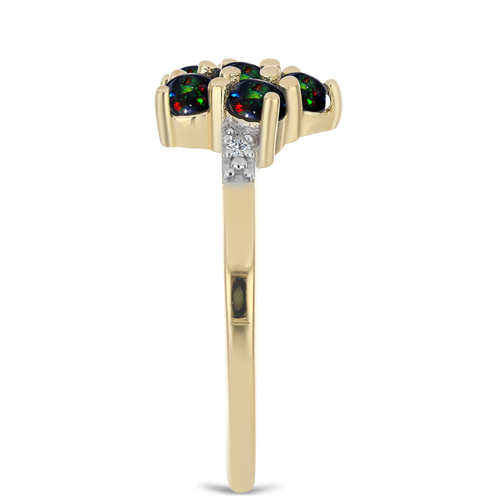 Pozlátený Strieborný Prsteň s Polnočne Čiernym Etiópskym Opálom z Lega Dembi a Bielym Topásom 4 