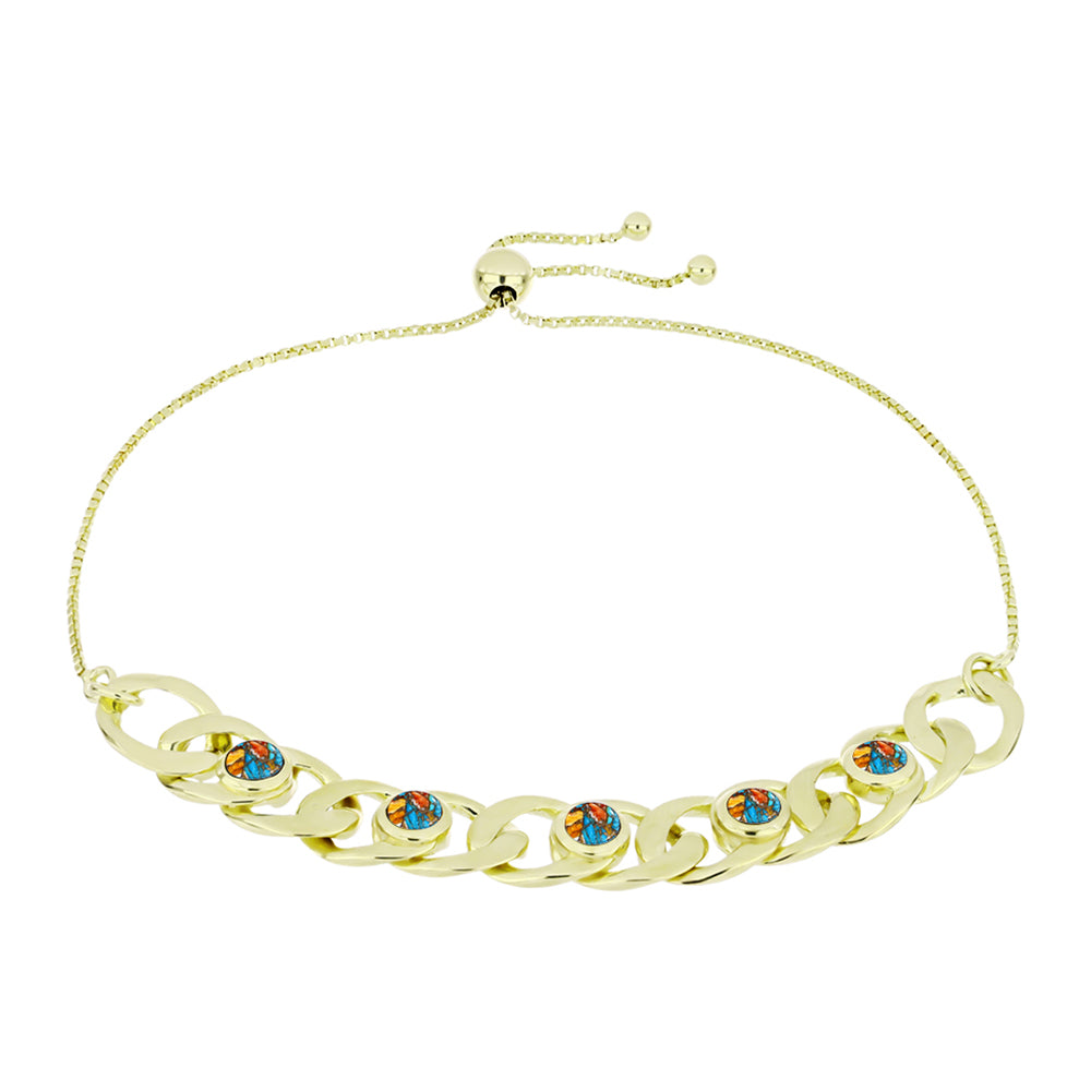 Pozlátený Strieborný Náramok s Ustricovým Tyrkysom