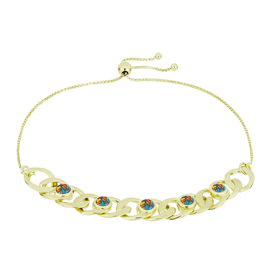 Pozlátený Strieborný Náramok s Ustricovým Tyrkysom