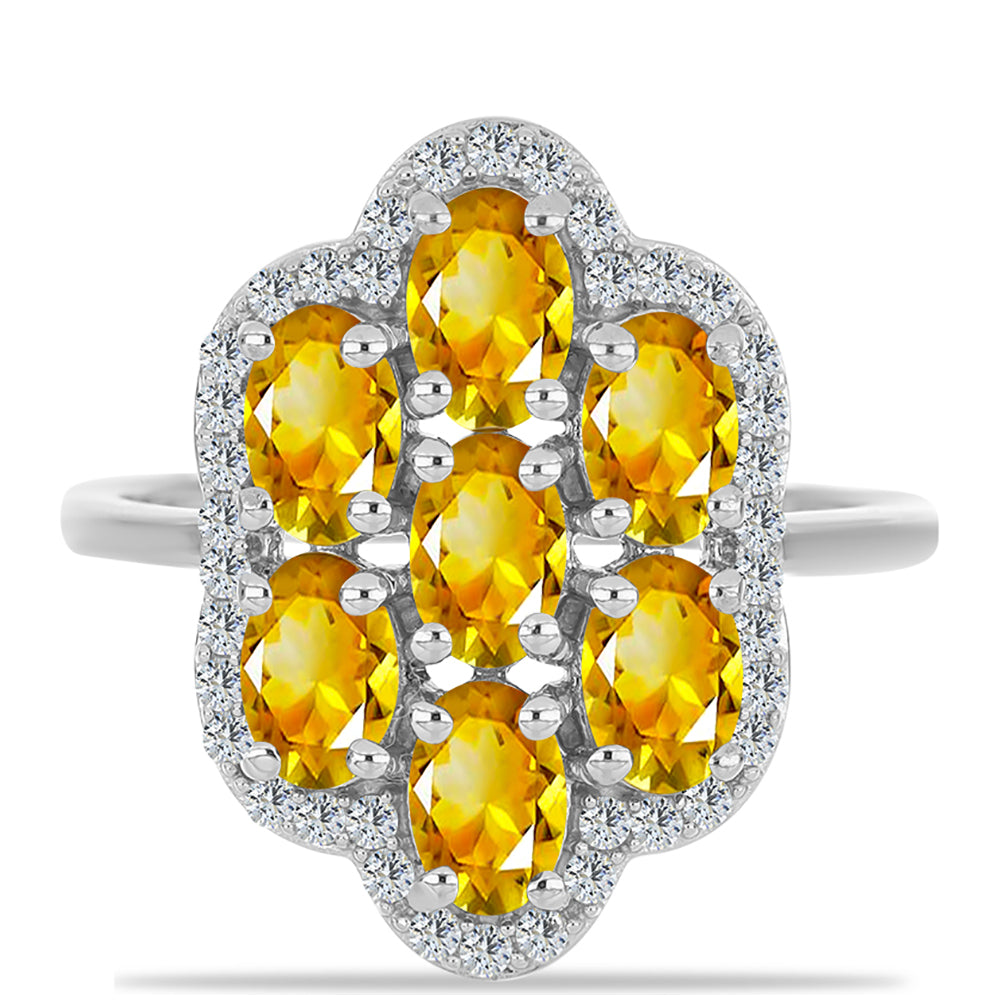 Strieborný Prsteň s Uralským Citrínom a Bielym Topásom