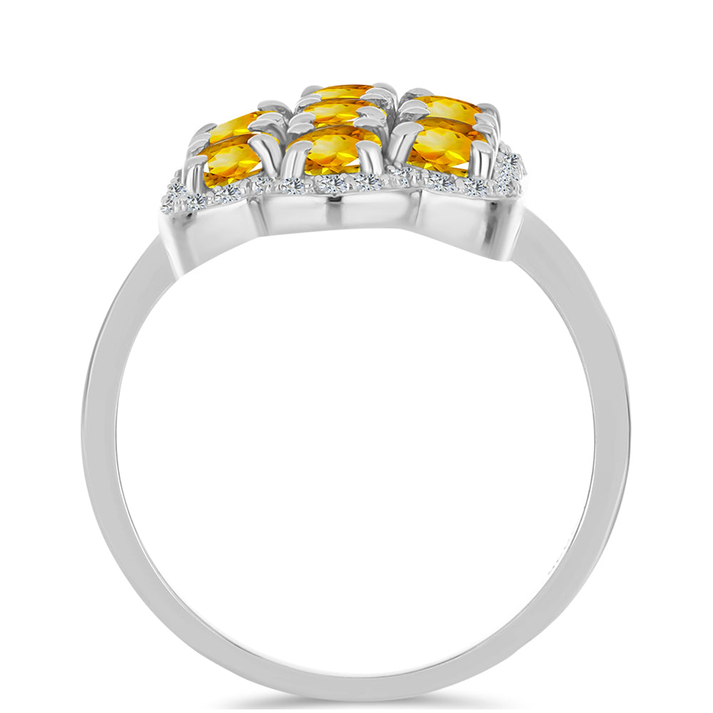 Strieborný Prsteň s Uralským Citrínom a Bielym Topásom 2 