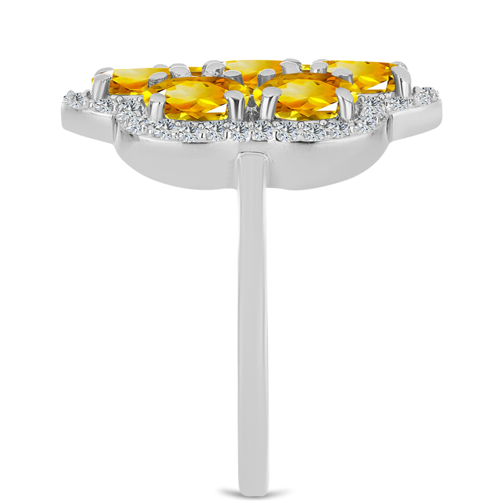 Strieborný Prsteň s Uralským Citrínom a Bielym Topásom 4 