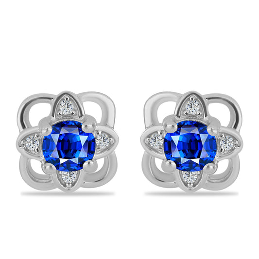 Strieborné Náušnice s Austrálskym Modrým Zafírom a Bielym Topásom