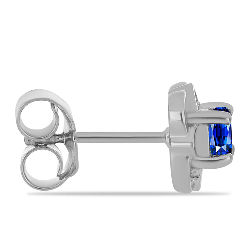 Strieborné Náušnice s Austrálskym Modrým Zafírom a Bielym Topásom 2 