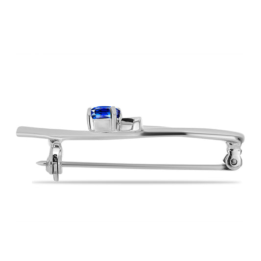 Strieborný Brošňa s Austrálskym Modrým Zafírom a Bielym Topásom
