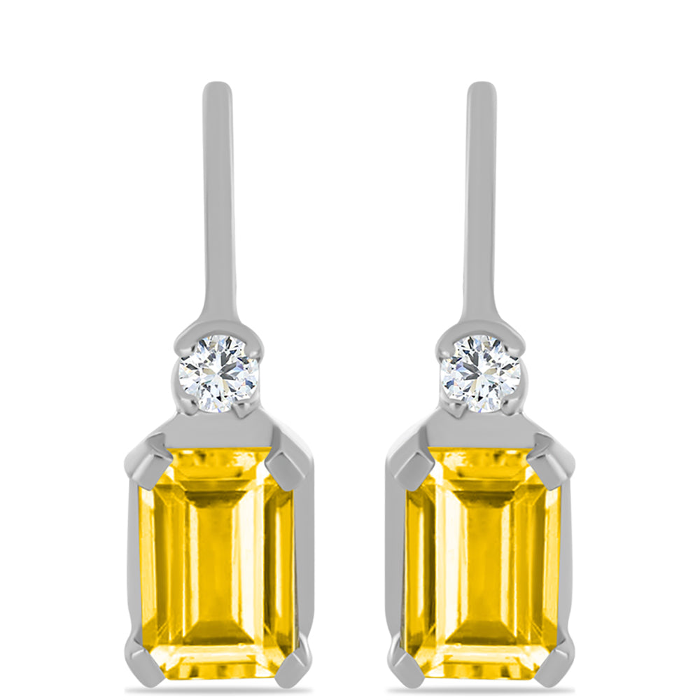 Strieborné Náušnice s Uralským Citrínom a Bielym Topásom