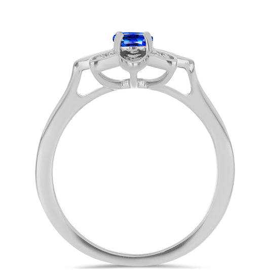 Strieborný Prsteň s Austrálskym Modrým Zafírom a Bielym Topásom
