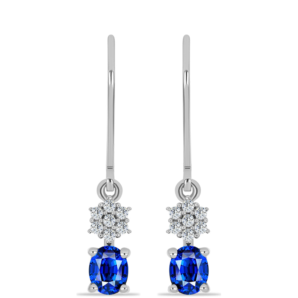 Strieborné Náušnice s Austrálskym Modrým Zafírom a Bielym Topásom