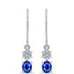 Strieborné Náušnice s Austrálskym Modrým Zafírom a Bielym Topásom