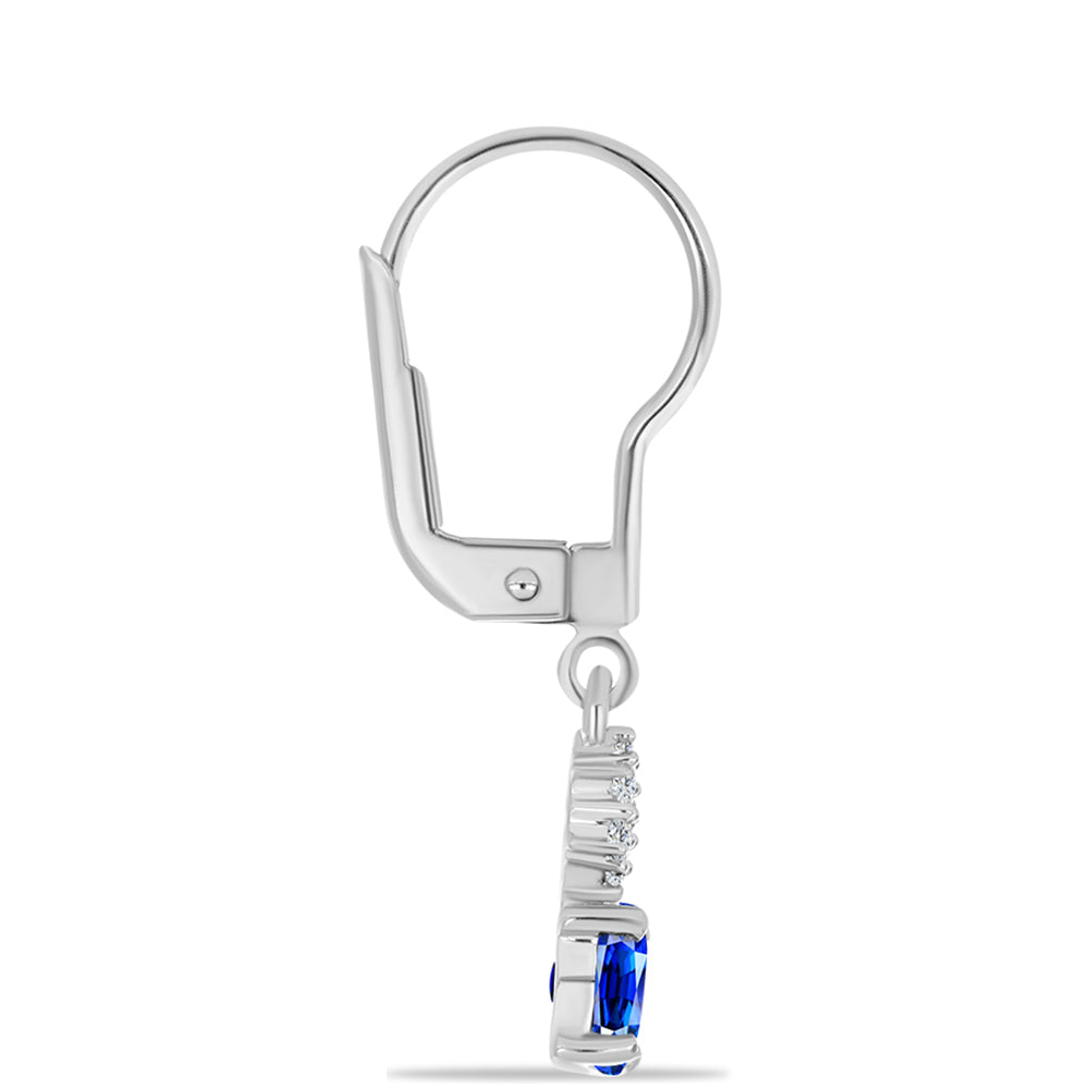 Strieborné Náušnice s Austrálskym Modrým Zafírom a Bielym Topásom 2 