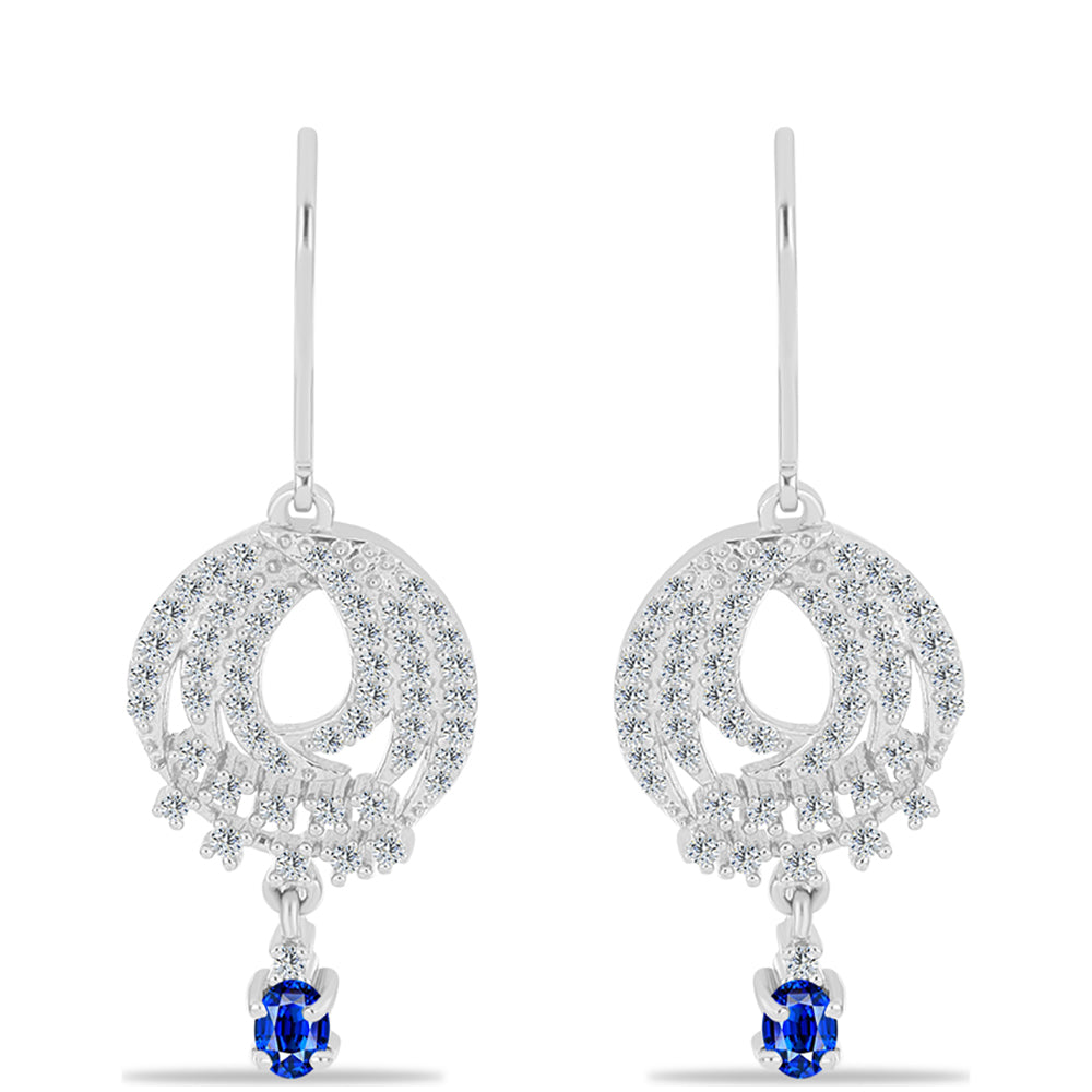 Strieborné Náušnice s Austrálskym Modrým Zafírom a Bielym Topásom 1 