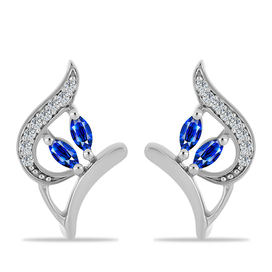 Strieborné Náušnice s Austrálskym Modrým Zafírom a Bielym Topásom