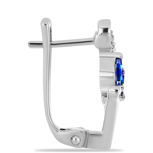 Strieborné Náušnice s Austrálskym Modrým Zafírom a Bielym Topásom