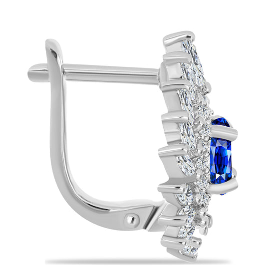 Strieborné Náušnice s Austrálskym Modrým Zafírom a Bielym Zirkónom