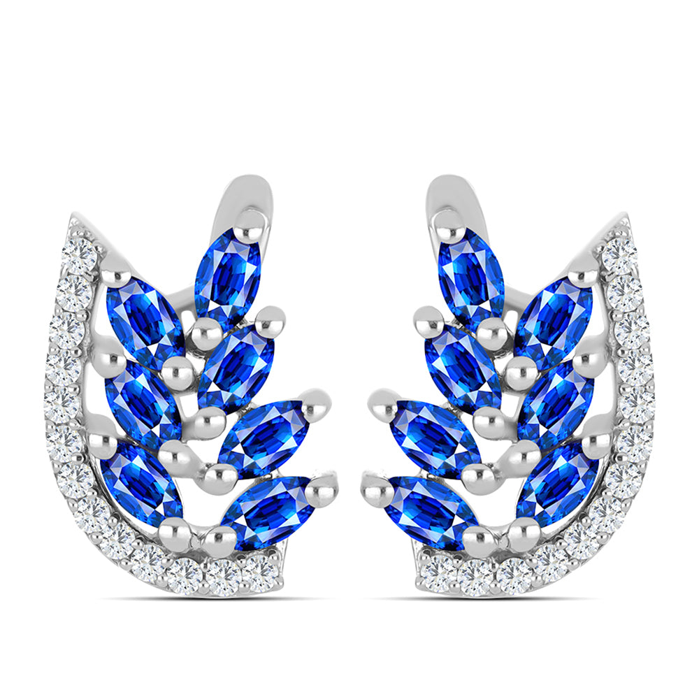 Strieborné Náušnice s Austrálskym Modrým Zafírom a Bielym Topásom 1 