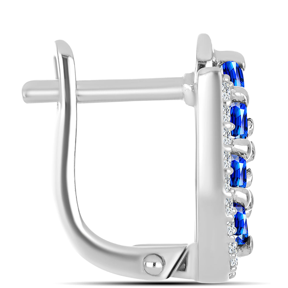 Strieborné Náušnice s Austrálskym Modrým Zafírom a Bielym Topásom 2 