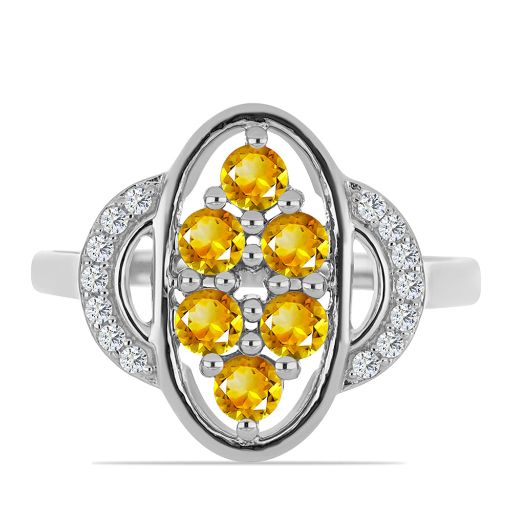 Strieborný Prsteň s Uralským Citrínom a Bielym Topásom