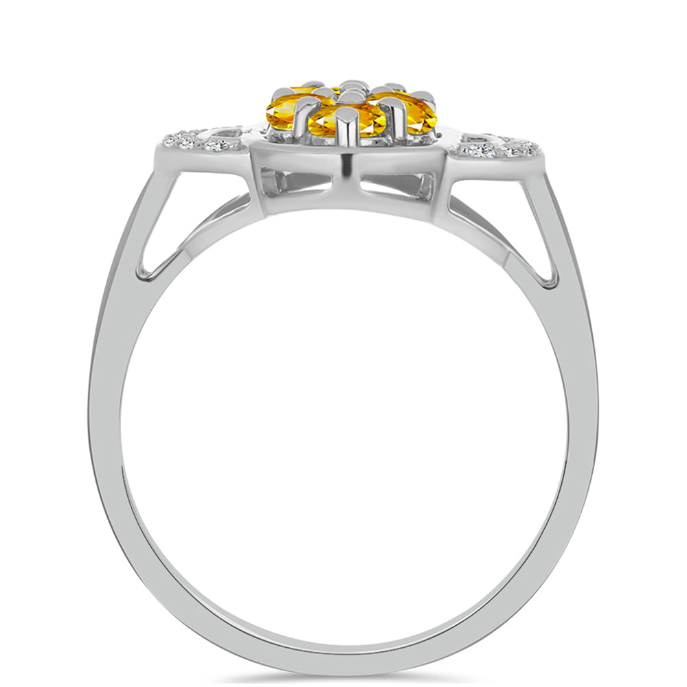 Strieborný Prsteň s Uralským Citrínom a Bielym Topásom 2 