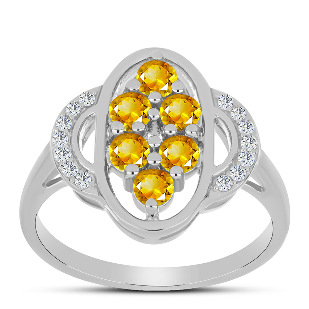 Strieborný Prsteň s Uralským Citrínom a Bielym Topásom 3 