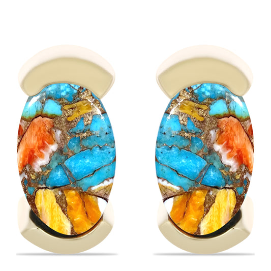 Pozlátené Strieborné Sada s Ustricovým Tyrkysom ( Náušnice+Prsteň +Prívesok )