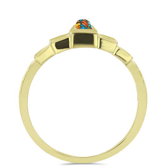 Pozlátený Strieborný Prsteň s Ustricovým Tyrkysom