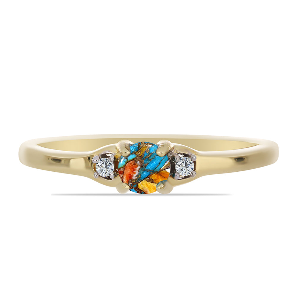 Pozlátený Strieborný Prsteň s Ustricovým Tyrkysom a Bielym Topásom 1 