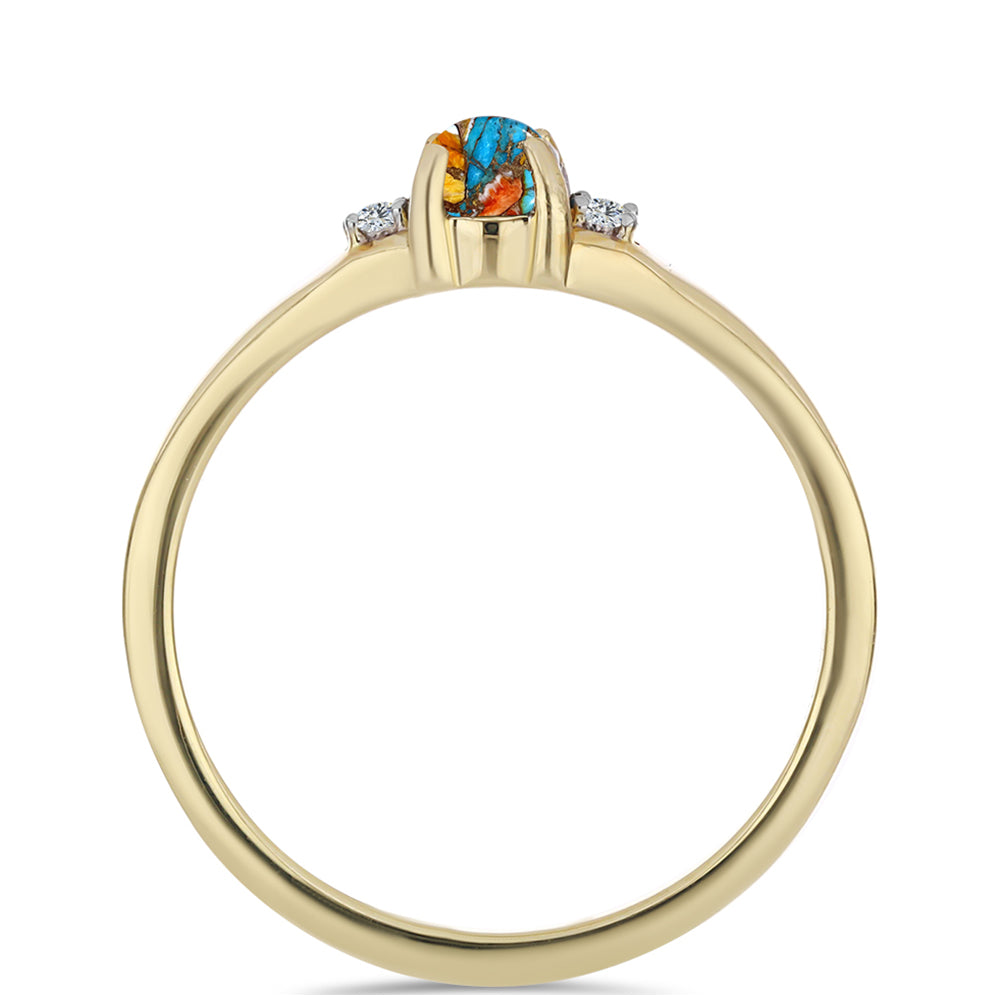 Pozlátený Strieborný Prsteň s Ustricovým Tyrkysom a Bielym Topásom