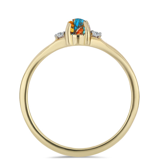 Pozlátený Strieborný Prsteň s Ustricovým Tyrkysom a Bielym Topásom