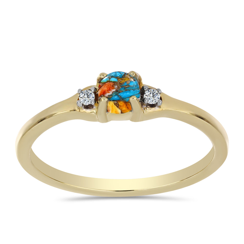 Pozlátený Strieborný Prsteň s Ustricovým Tyrkysom a Bielym Topásom