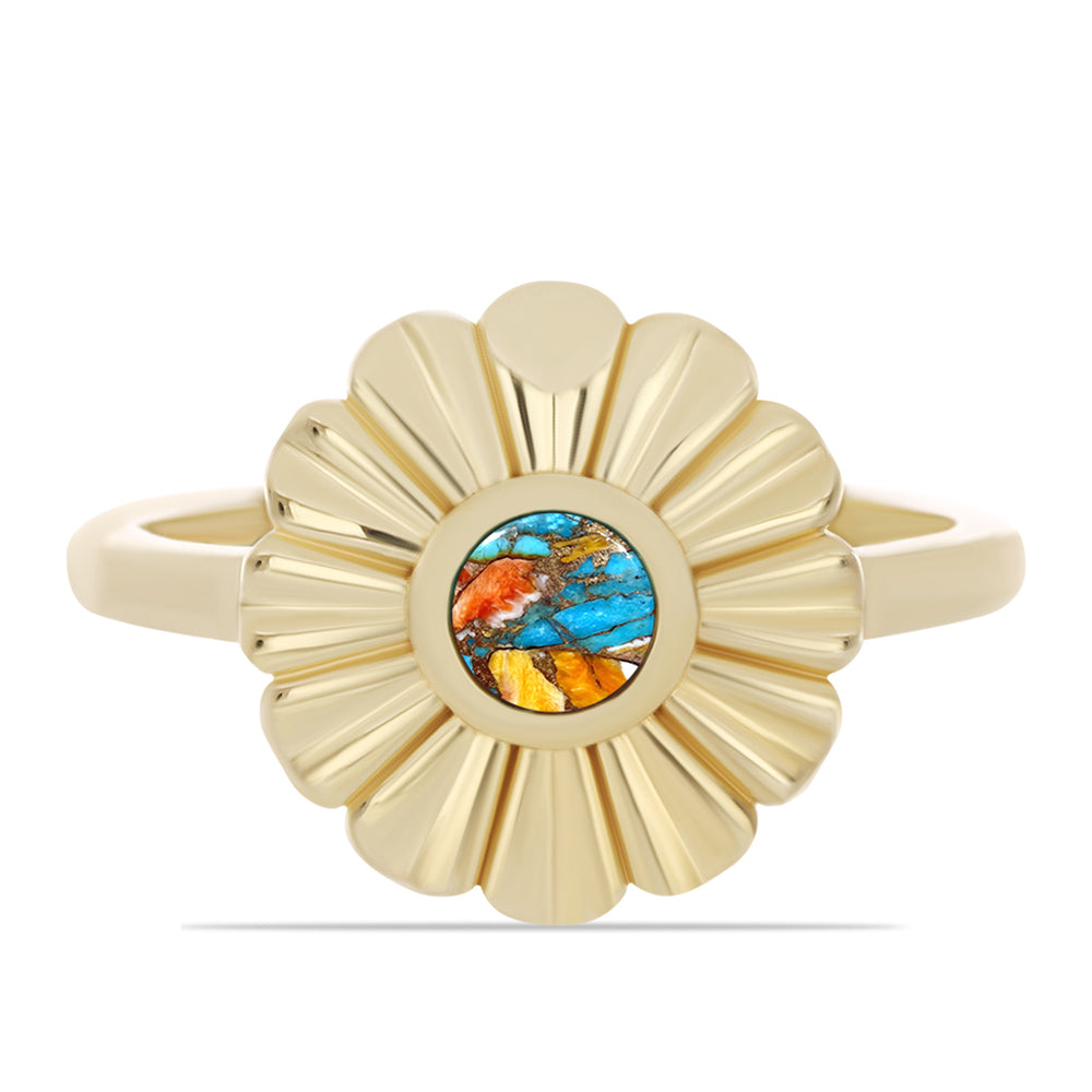 Pozlátený Strieborný Prsteň s Ustricovým Tyrkysom