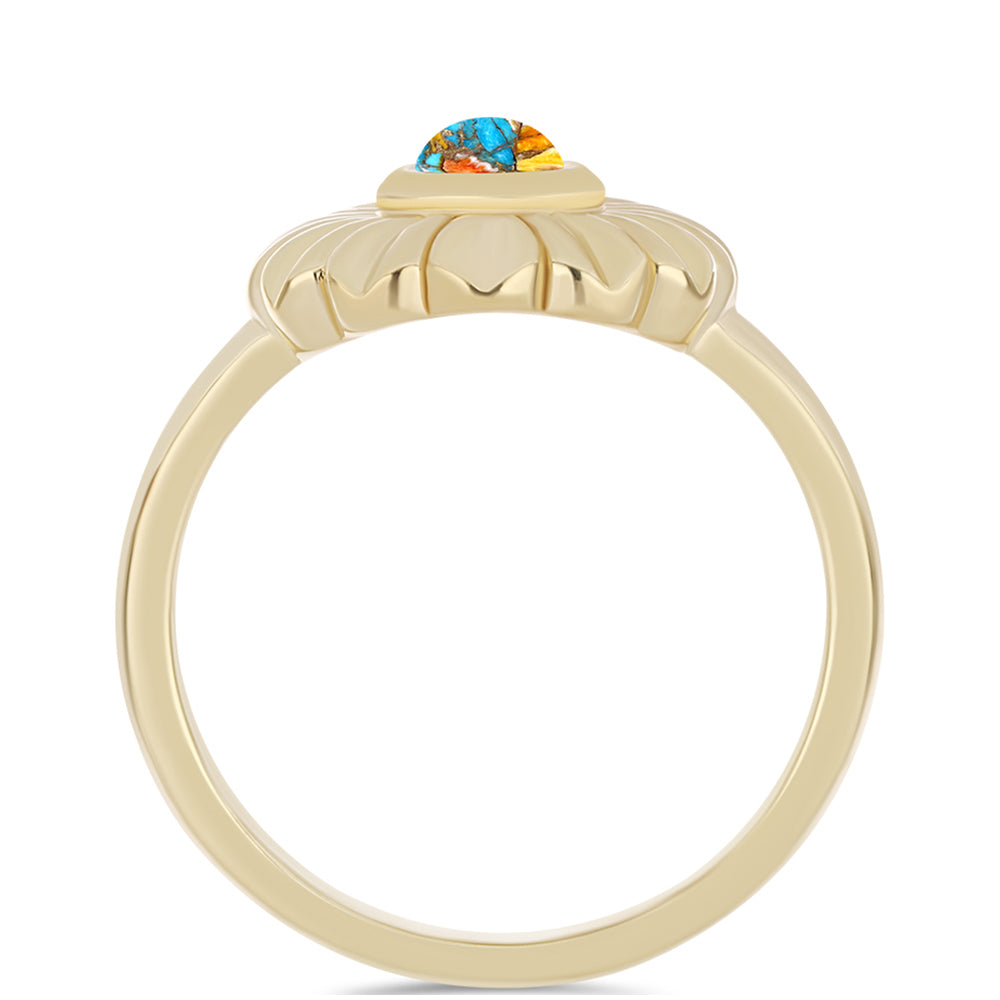 Pozlátený Strieborný Prsteň s Ustricovým Tyrkysom